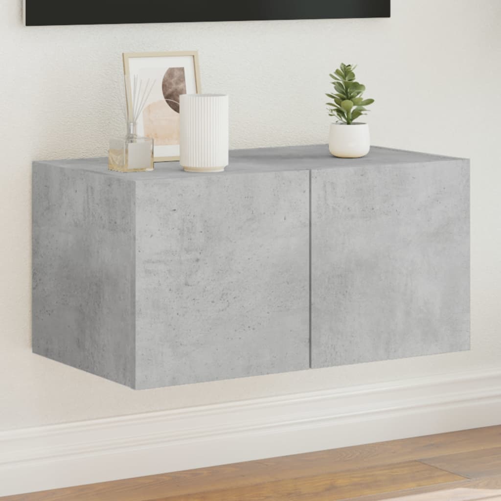 Meuble TV Gris Béton et Blanc Mural - 60 cm-Mon Meuble TV-Gris béton-1-60 x 35 x 31 cm-1