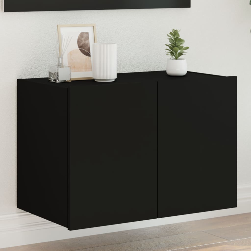 Meuble TV Gris Béton et Blanc Mural - 60 cm-Mon Meuble TV-Noir-1-60 x 35 x 41 cm-40