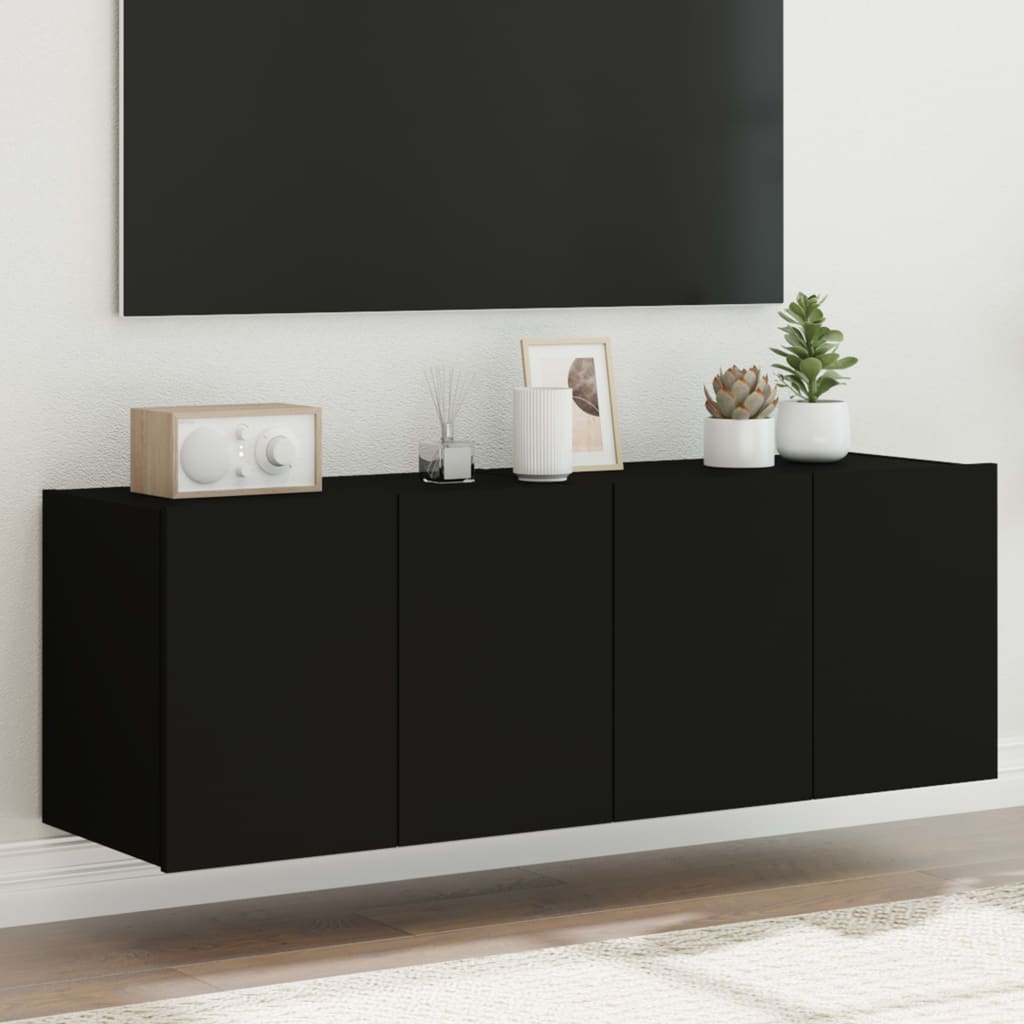 Meuble TV Gris Béton et Blanc Mural - 60 cm-Mon Meuble TV-Noir-2-60 x 35 x 41 cm-82