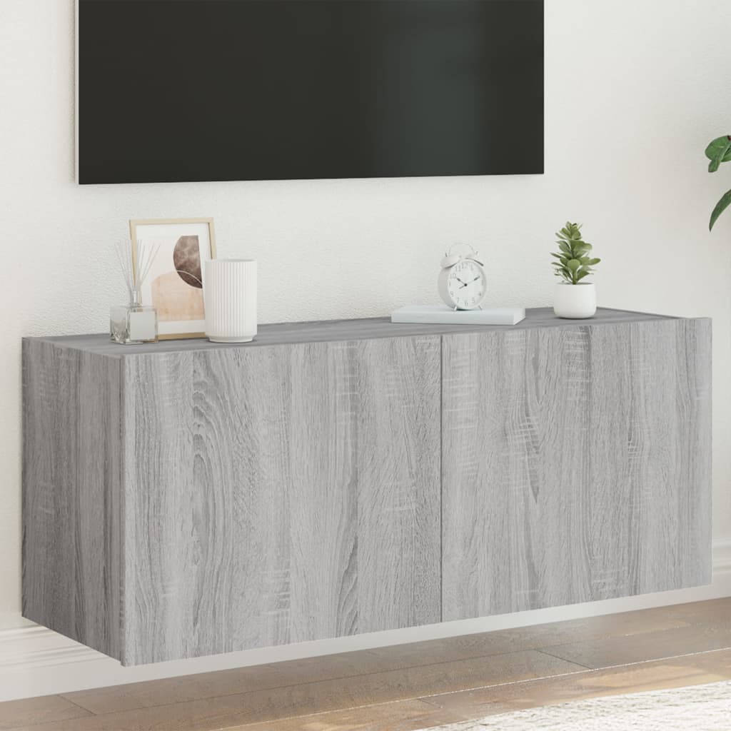Meuble TV Gris Béton et Blanc Mural - 60 cm-Mon Meuble TV-Sonoma gris-1-100 x 35 x 41 cm-18