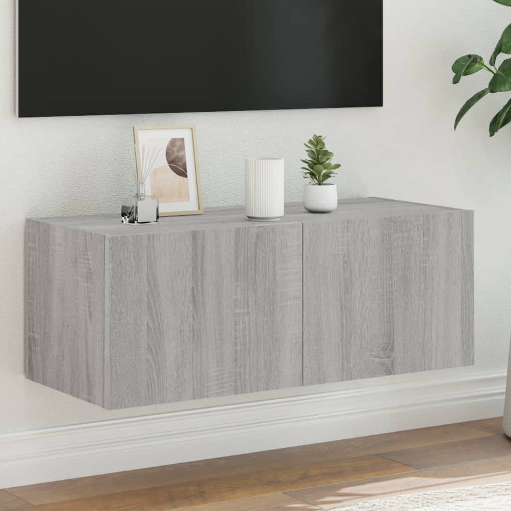 Meuble TV Gris Béton et Blanc Mural - 60 cm-Mon Meuble TV-Sonoma gris-1-80 x 35 x 31 cm-24