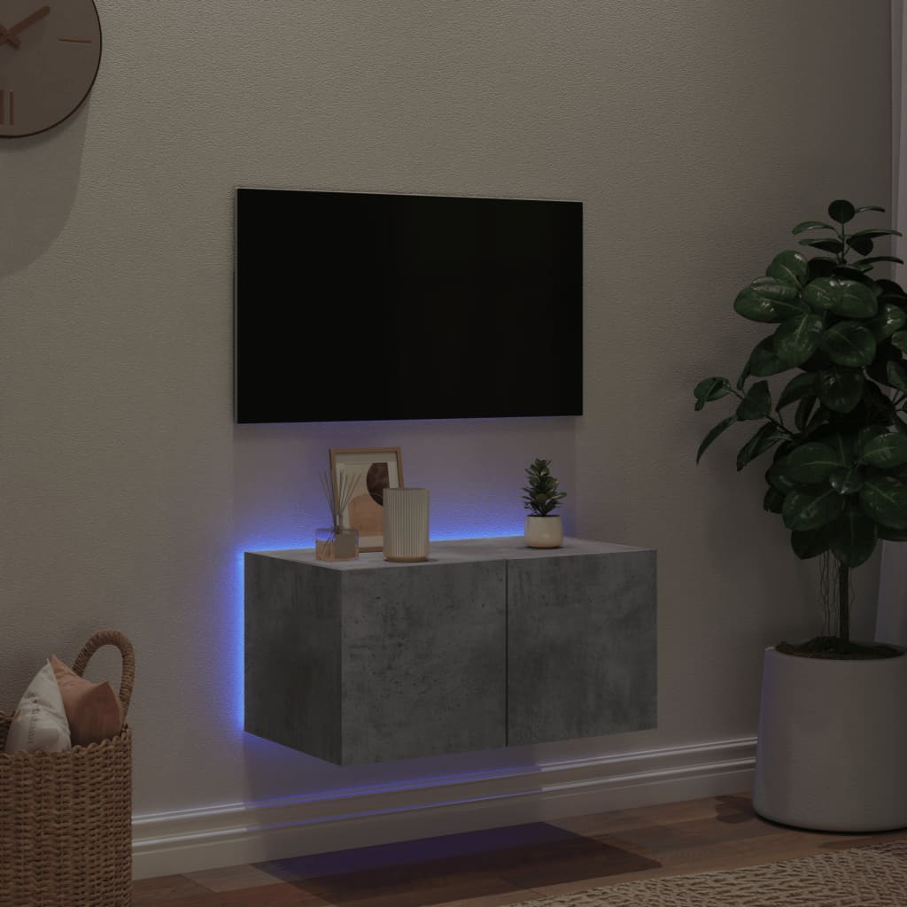 Meuble TV Gris Béton et Blanc Mural - 60 cm-Mon Meuble TV-Sonoma gris-2-30.5 x 35 x 30 cm-3