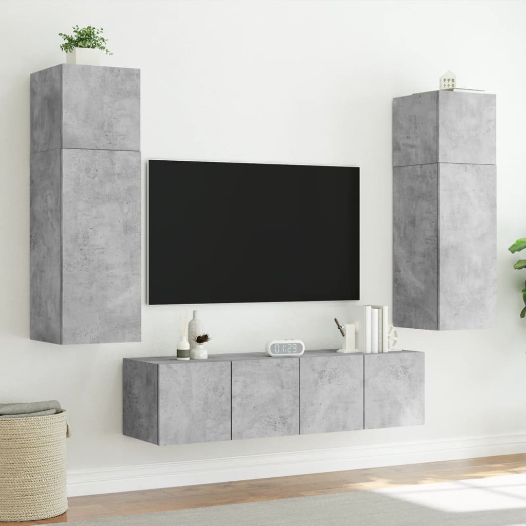 Meuble TV Gris Béton et Blanc Mural - 60 cm-Mon Meuble TV-Sonoma gris-2-30.5 x 35 x 30 cm-5