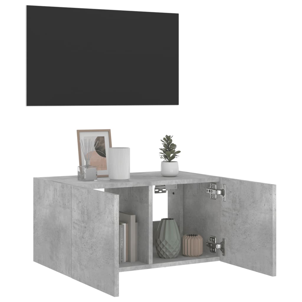 Meuble TV Gris Béton et Blanc Mural - 60 cm-Mon Meuble TV-Sonoma gris-2-30.5 x 35 x 30 cm-6