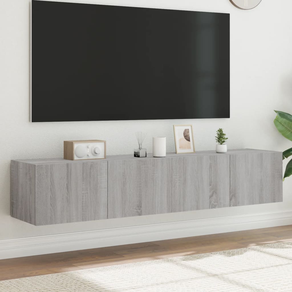 Meuble TV Gris Béton et Blanc Mural - 60 cm-Mon Meuble TV-Sonoma gris-2-80 x 35 x 31 cm-89