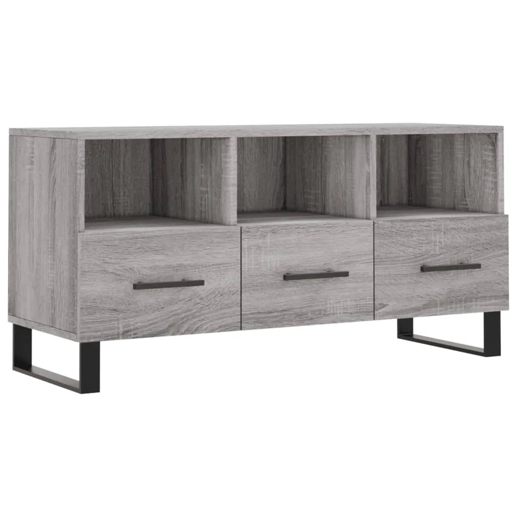 Meuble TV Gris Ciment et Métal - 102 cm-Mon Meuble TV-Gris béton-1