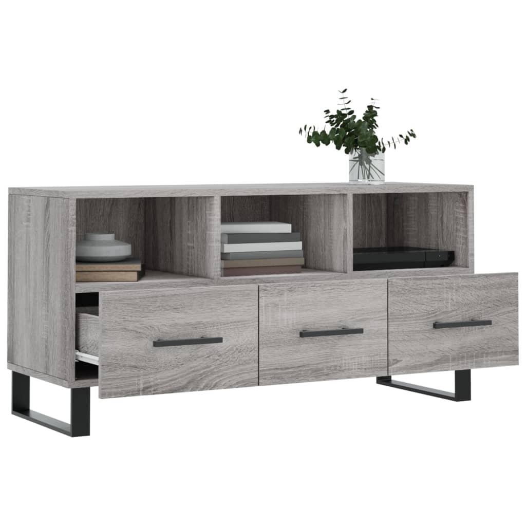 Meuble TV Gris Ciment et Métal - 102 cm-Mon Meuble TV-Gris béton-4