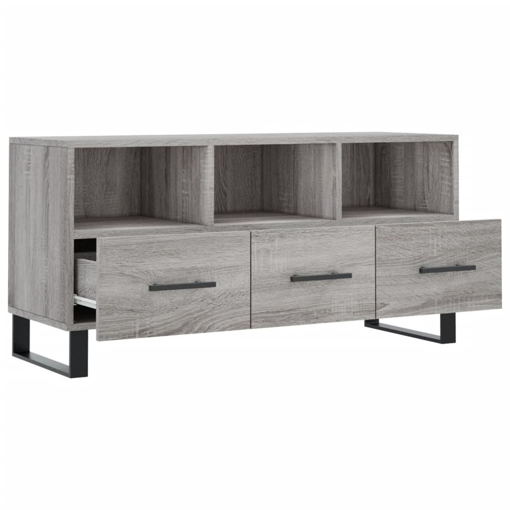 Meuble TV Gris Ciment et Métal - 102 cm-Mon Meuble TV-Gris béton-6