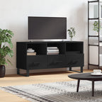 Meuble TV Gris Ciment et Métal - 102 cm-Mon Meuble TV-Noir-13