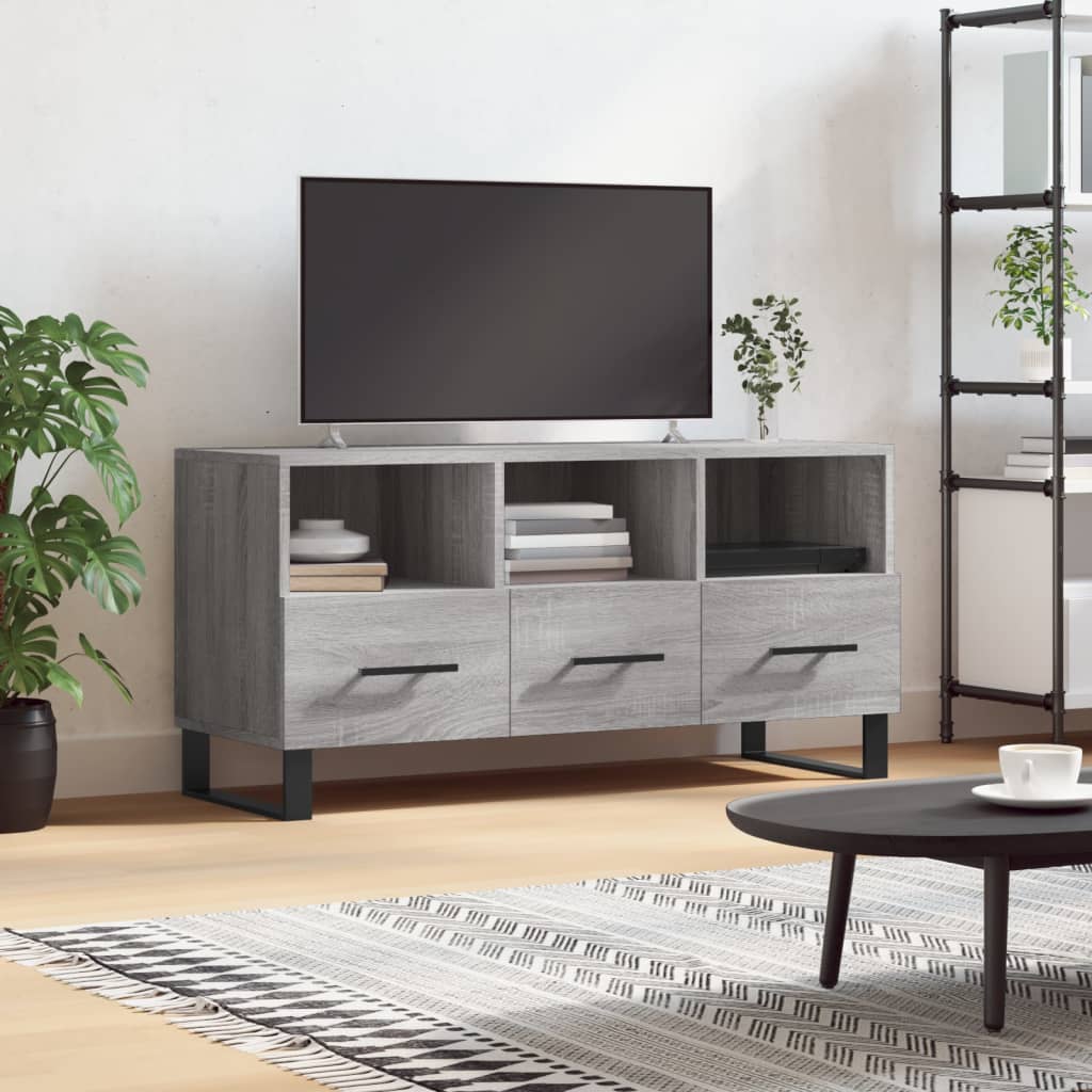 Meuble TV Gris Ciment et Métal - 102 cm-Mon Meuble TV-Sonoma gris-2
