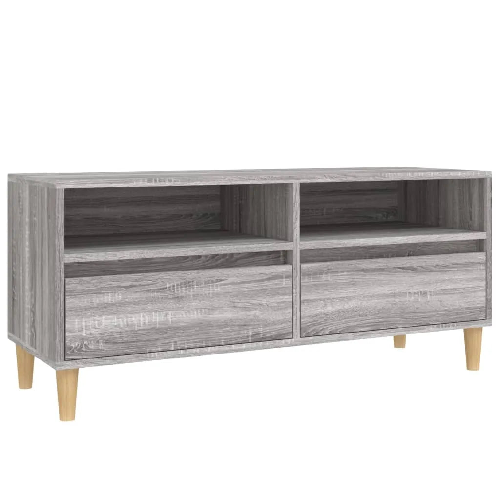 Meuble TV Gris Clair Effet Bois - 100 cm-Mon Meuble TV-1