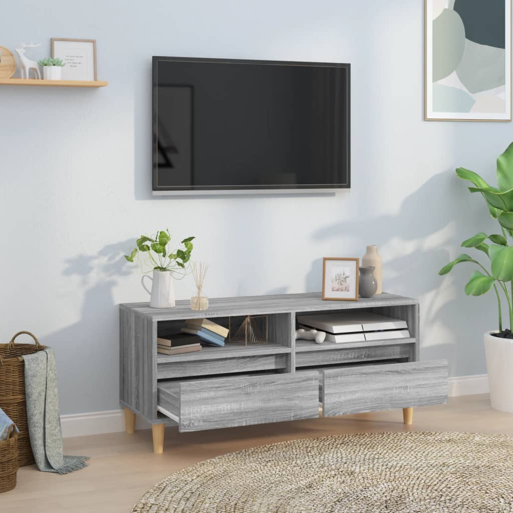 Meuble TV Gris Clair Effet Bois - 100 cm-Mon Meuble TV-3