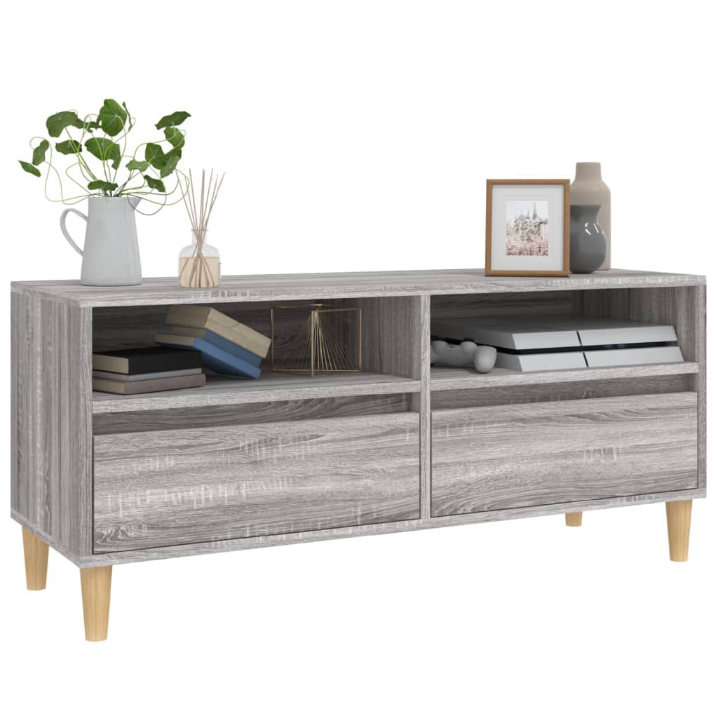 Meuble TV Gris Clair Effet Bois - 100 cm-Mon Meuble TV-4