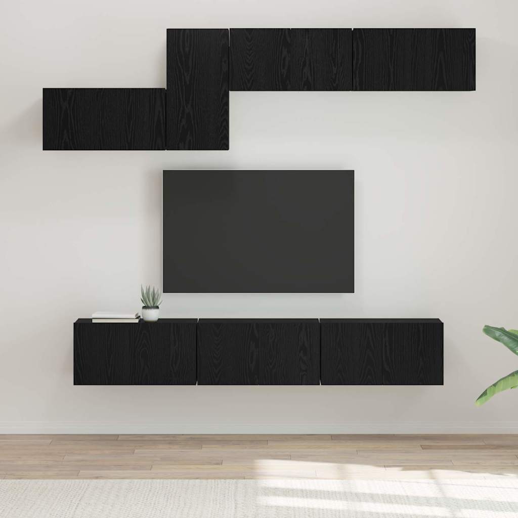 Meuble TV Gris Clair Effet Bois - 7 Pièces-Mon Meuble TV-Chêne noir-22