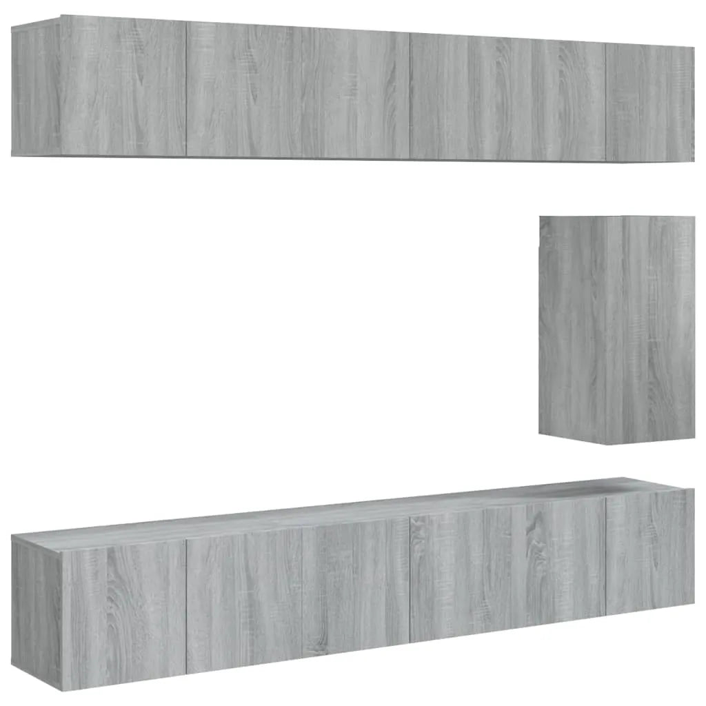 Meuble TV Gris Clair Effet Bois - 7 Pièces-Mon Meuble TV-Gris béton-1