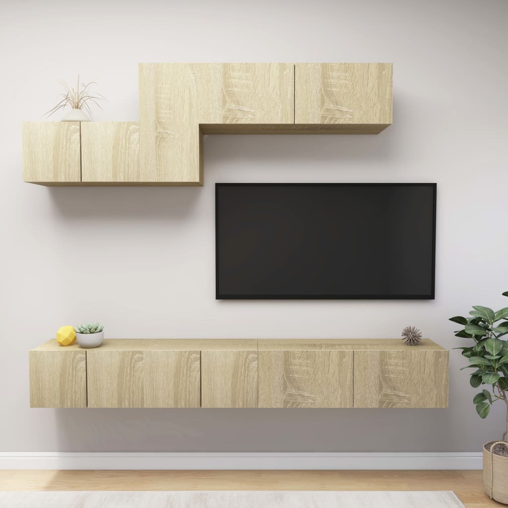 Meuble TV Gris Clair Effet Bois - 7 Pièces-Mon Meuble TV-Gris béton-13