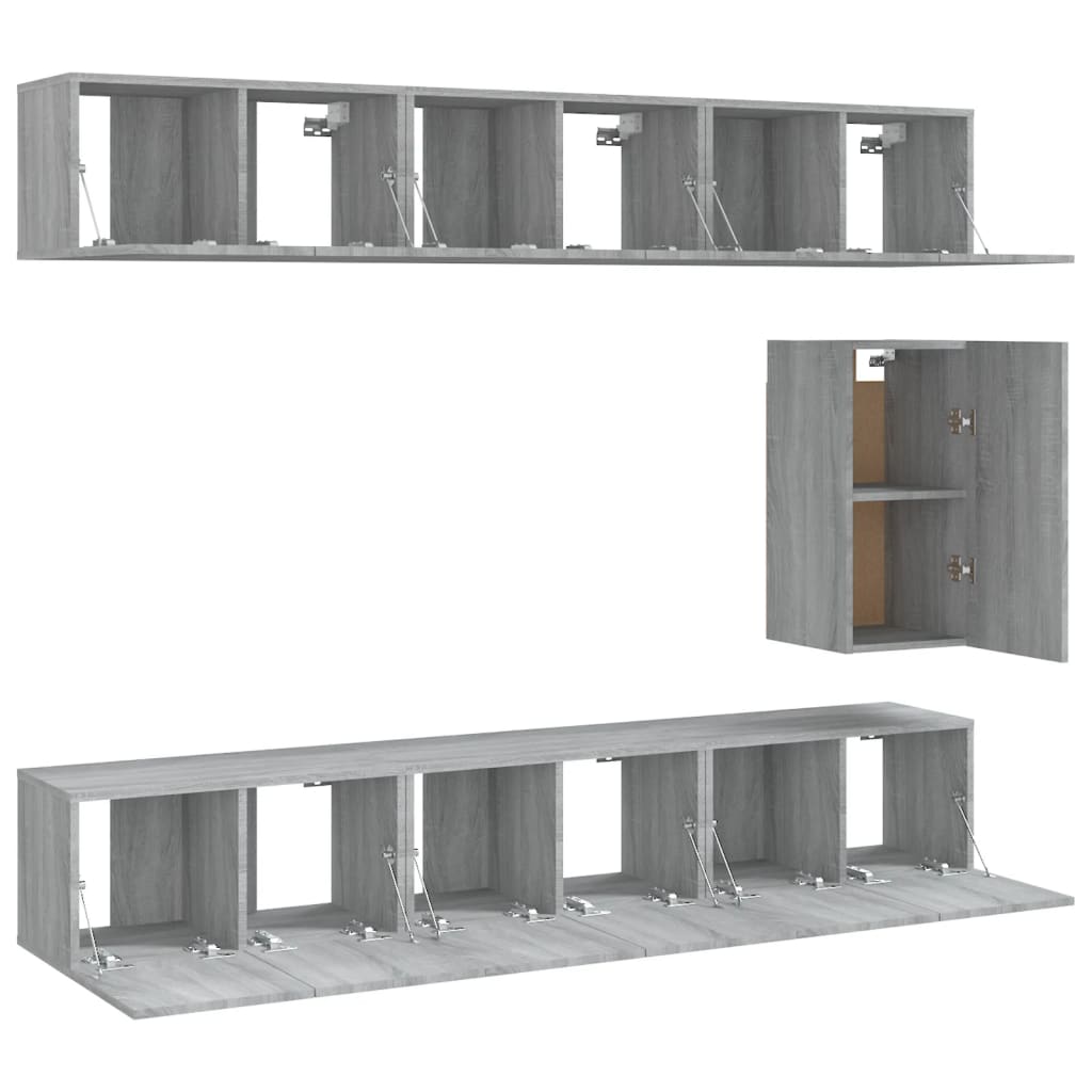 Meuble TV Gris Clair Effet Bois - 7 Pièces-Mon Meuble TV-Gris béton-4
