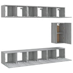 Meuble TV Gris Clair Effet Bois - 7 Pièces-Mon Meuble TV-Gris béton-4