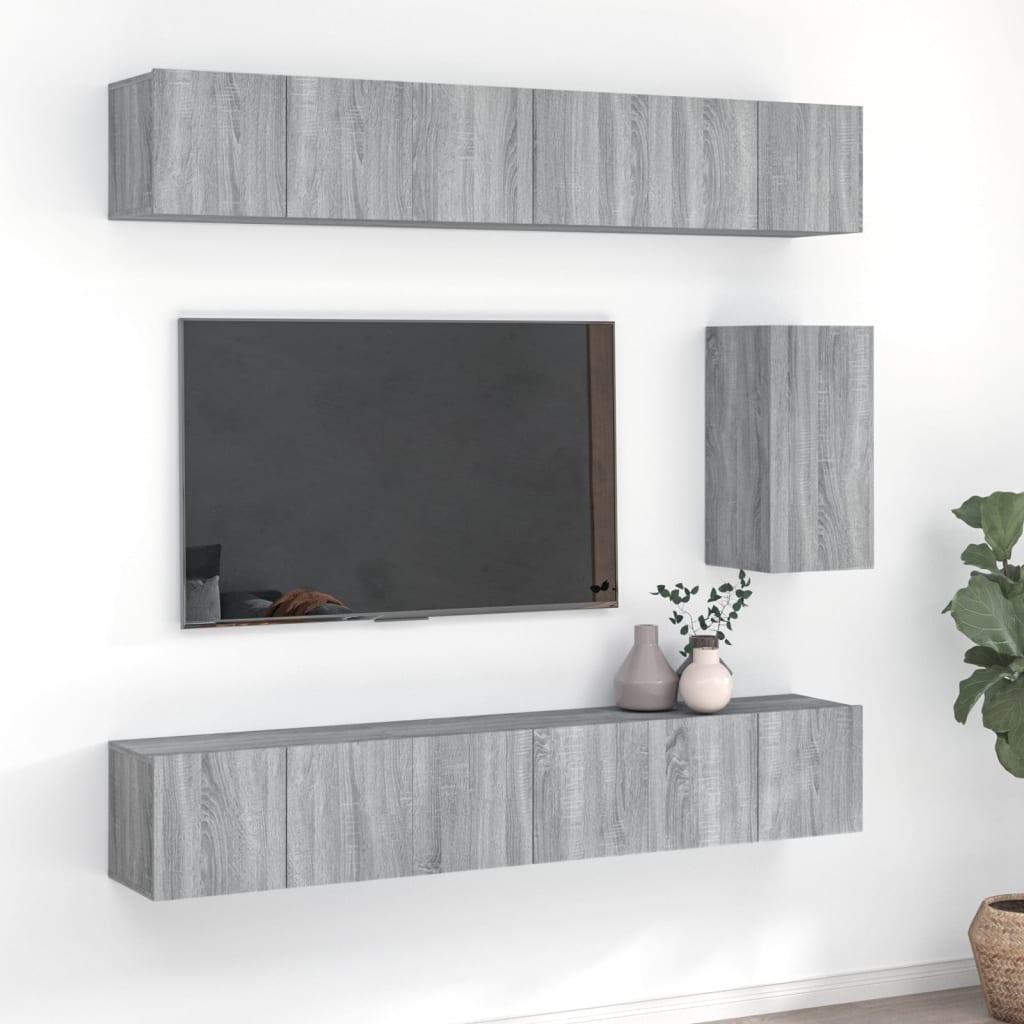 Meuble TV Gris Clair Effet Bois - 7 Pièces-Mon Meuble TV-Sonoma gris-2