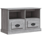 Meuble TV Gris Clair et Effet Bois - 80 cm-Mon Meuble TV-Chêne fumé-1-80 x 35 x 50 cm-2