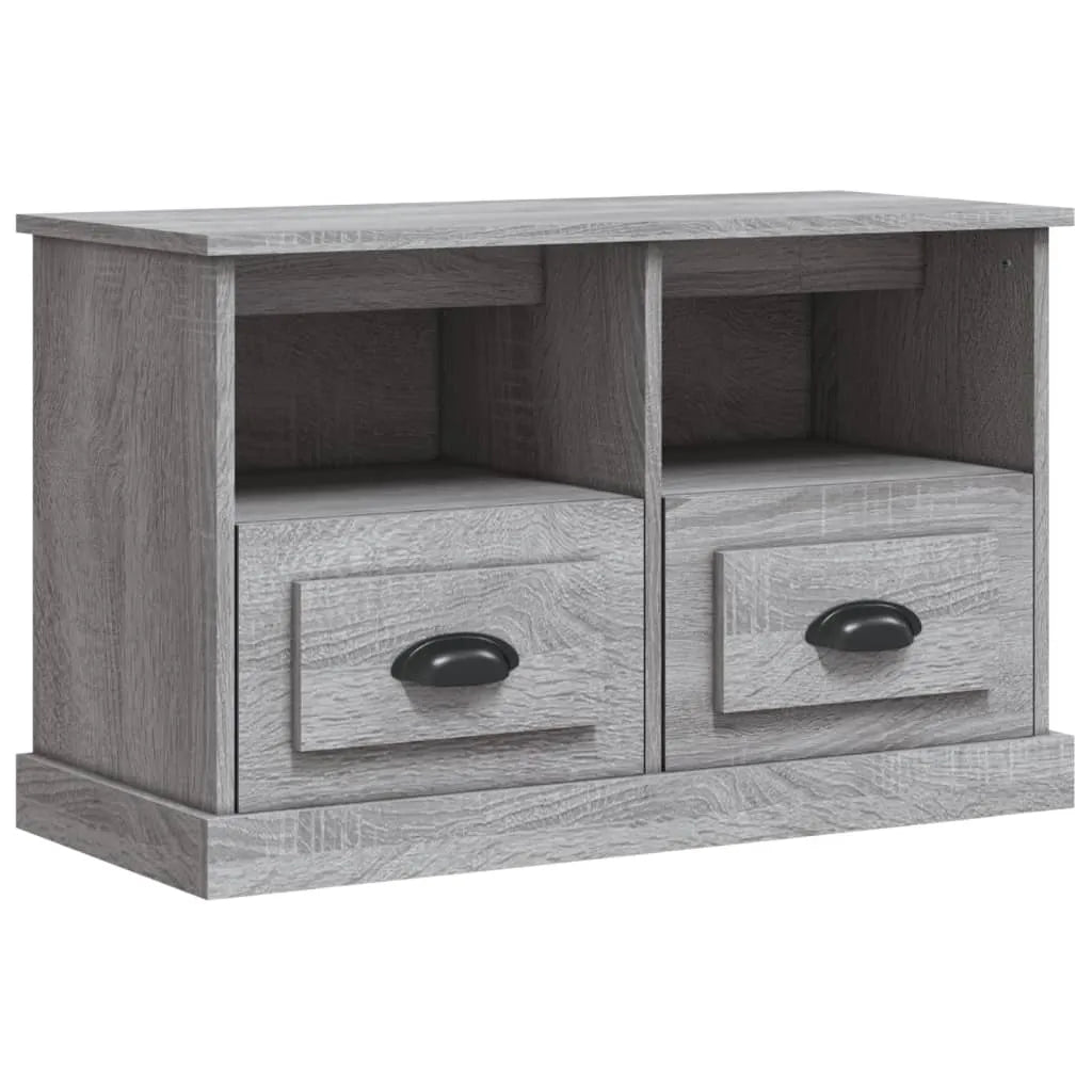 Meuble TV Gris Clair et Effet Bois - 80 cm-Mon Meuble TV-Chêne fumé-1-80 x 35 x 50 cm-2