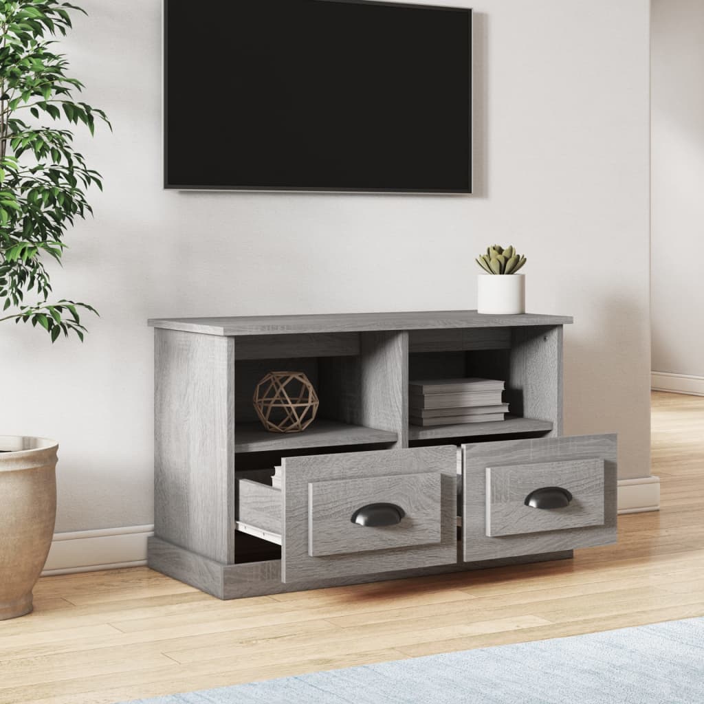 Meuble TV Gris Clair et Effet Bois - 80 cm-Mon Meuble TV-Chêne fumé-1-80 x 35 x 50 cm-3