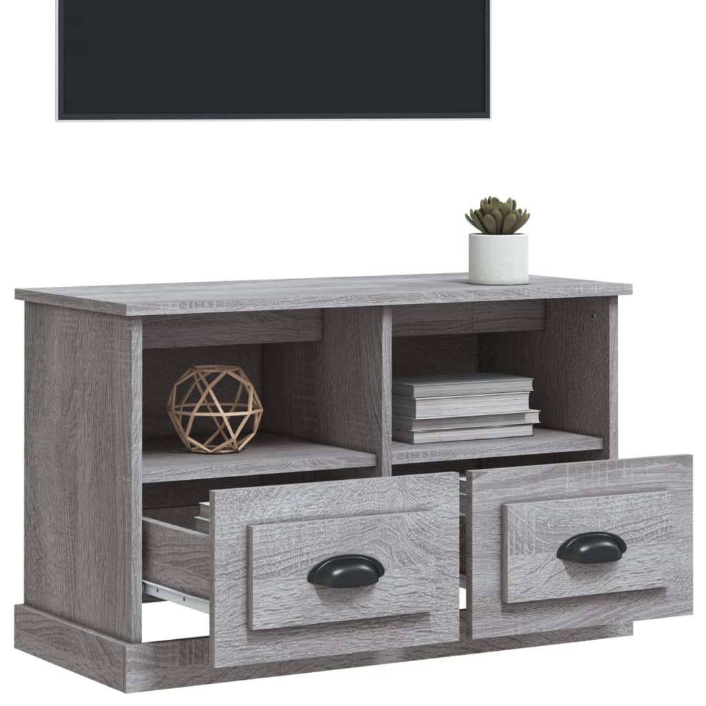 Meuble TV Gris Clair et Effet Bois - 80 cm-Mon Meuble TV-Chêne fumé-1-80 x 35 x 50 cm-4