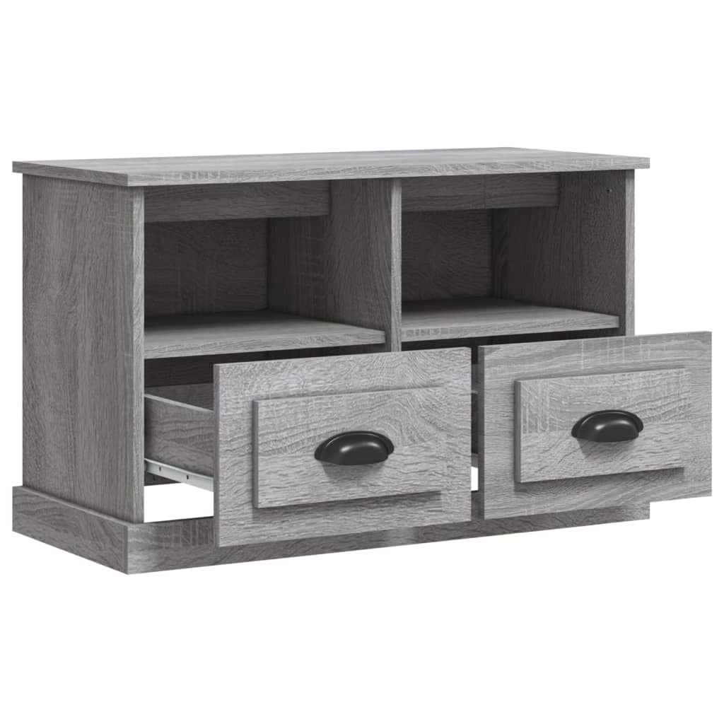 Meuble TV Gris Clair et Effet Bois - 80 cm-Mon Meuble TV-Chêne fumé-1-80 x 35 x 50 cm-6