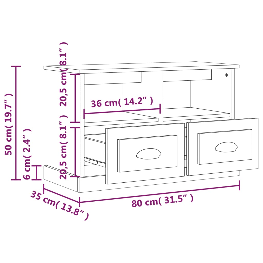 Meuble TV Gris Clair et Effet Bois - 80 cm-Mon Meuble TV-Chêne fumé-1-80 x 35 x 50 cm-9