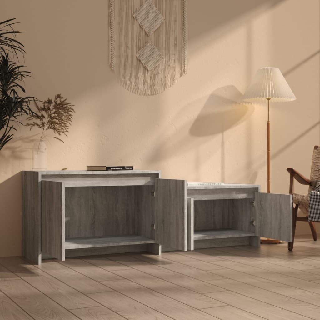 Meuble TV Gris Design Effet Chêne - 146,5 cm-Mon Meuble TV-3