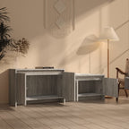 Meuble TV Gris Design Effet Chêne - 146,5 cm-Mon Meuble TV-3