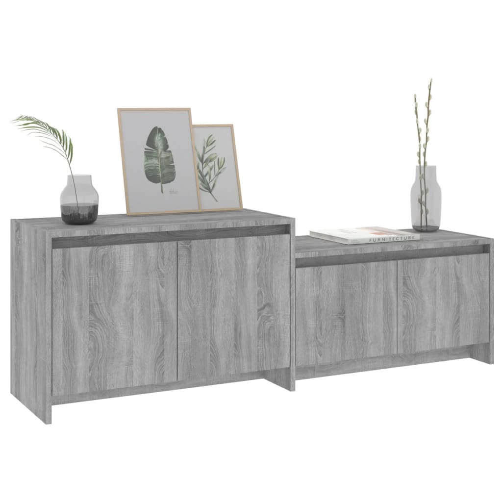 Meuble TV Gris Design Effet Chêne - 146,5 cm-Mon Meuble TV-4