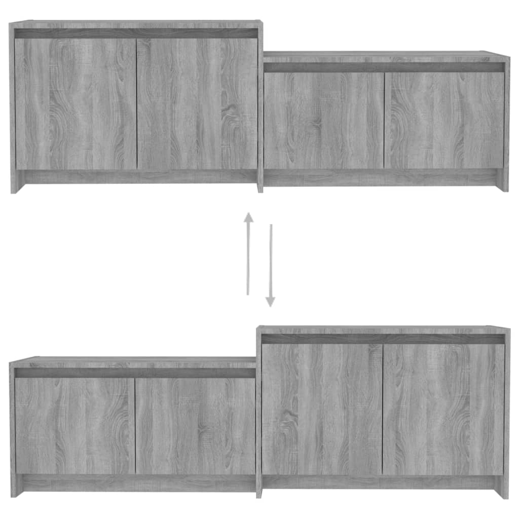 Meuble TV Gris Design Effet Chêne - 146,5 cm-Mon Meuble TV-5