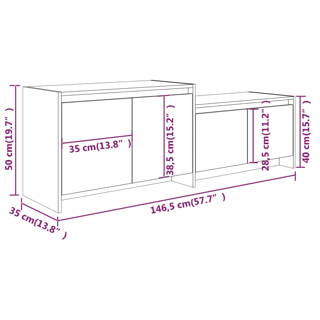 Meuble TV Gris Design Effet Chêne - 146,5 cm-Mon Meuble TV-9