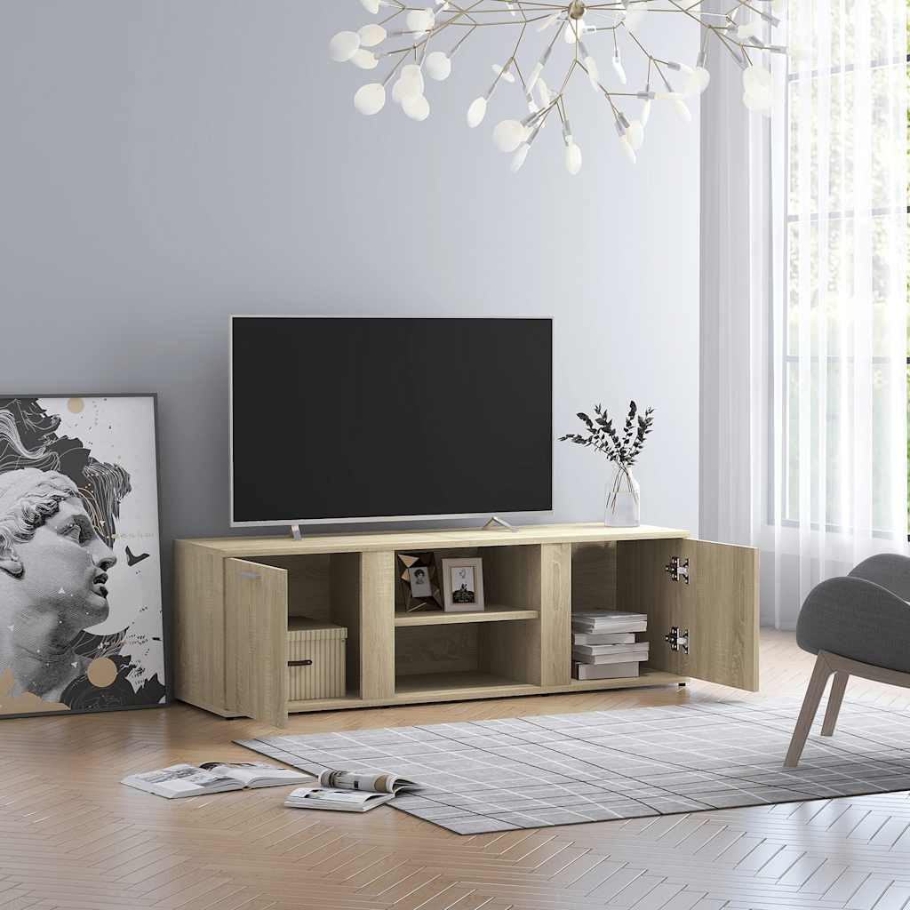 Meuble TV Gris Effet Béton - 120 cm-Mon Meuble TV-Chêne sonoma-13