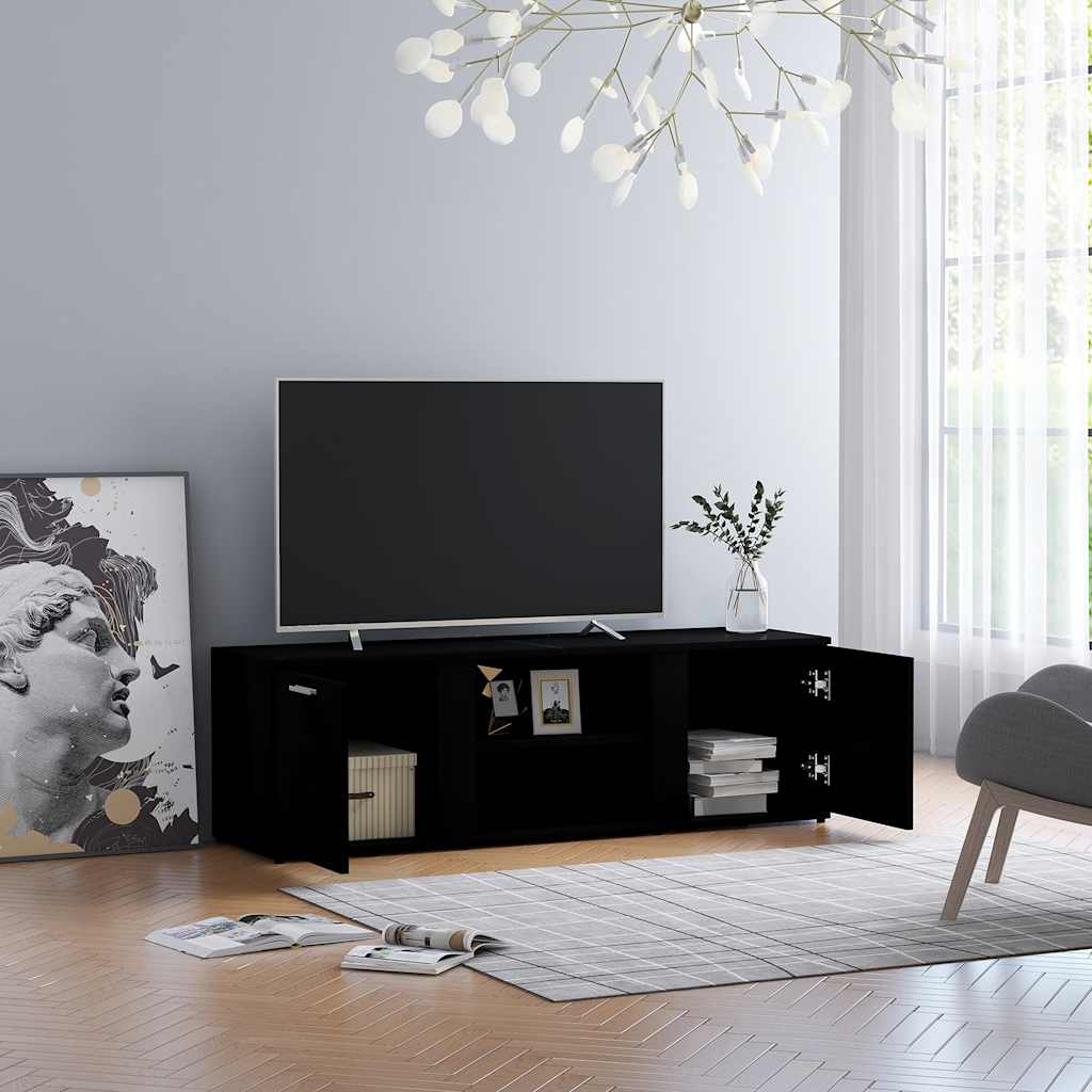 Meuble TV Gris Effet Béton - 120 cm-Mon Meuble TV-Noir-12