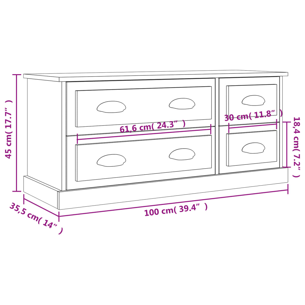 Meuble TV Gris Effet Bois - 100 cm-Mon Meuble TV-Blanc-1-10