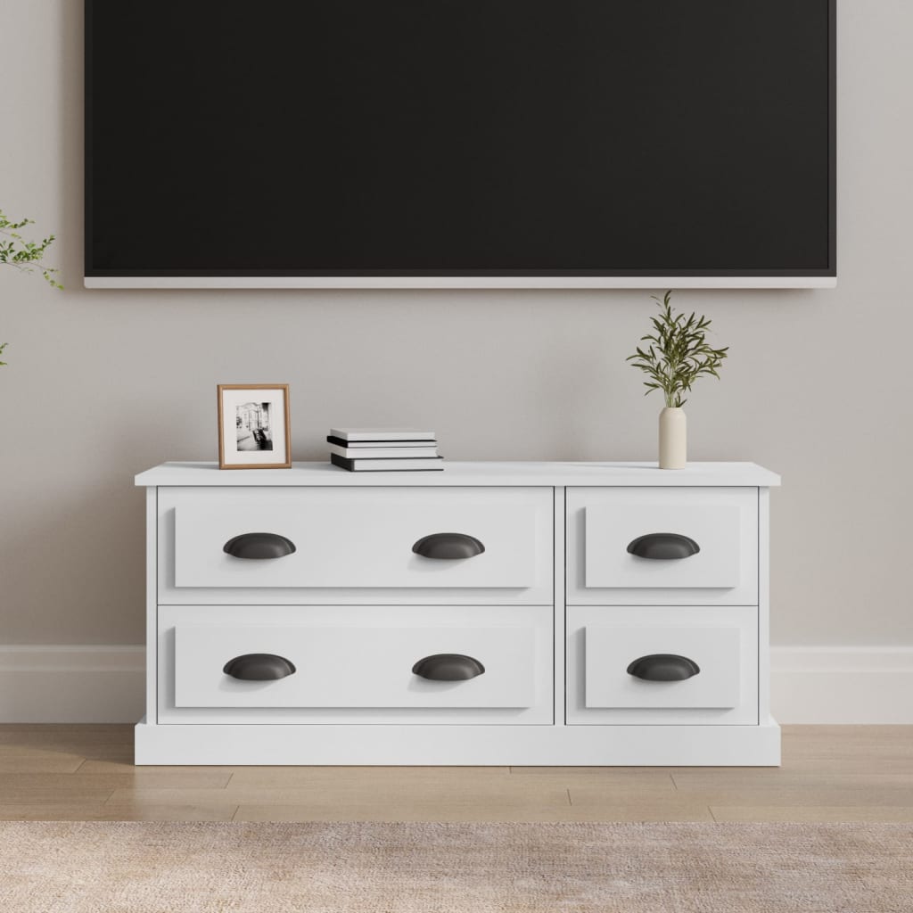 Meuble TV Gris Effet Bois - 100 cm-Mon Meuble TV-Blanc-1-12