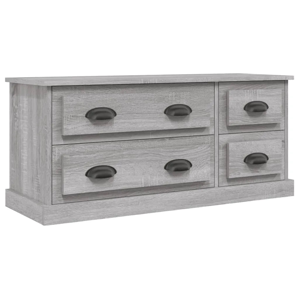 Meuble TV Gris Effet Bois - 100 cm-Mon Meuble TV-Blanc-1-2