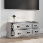 Meuble TV Gris Effet Bois - 100 cm-Mon Meuble TV-Blanc-1-3