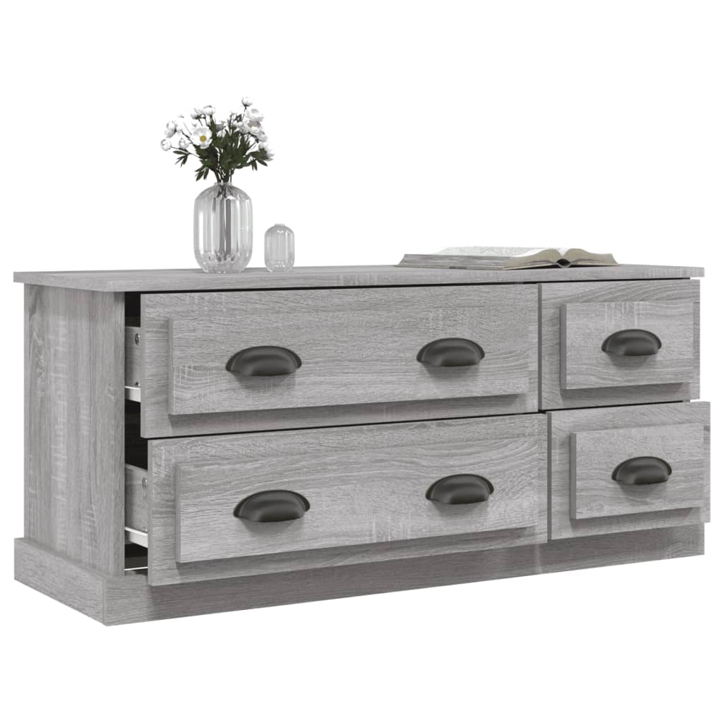 Meuble TV Gris Effet Bois - 100 cm-Mon Meuble TV-Blanc-1-5