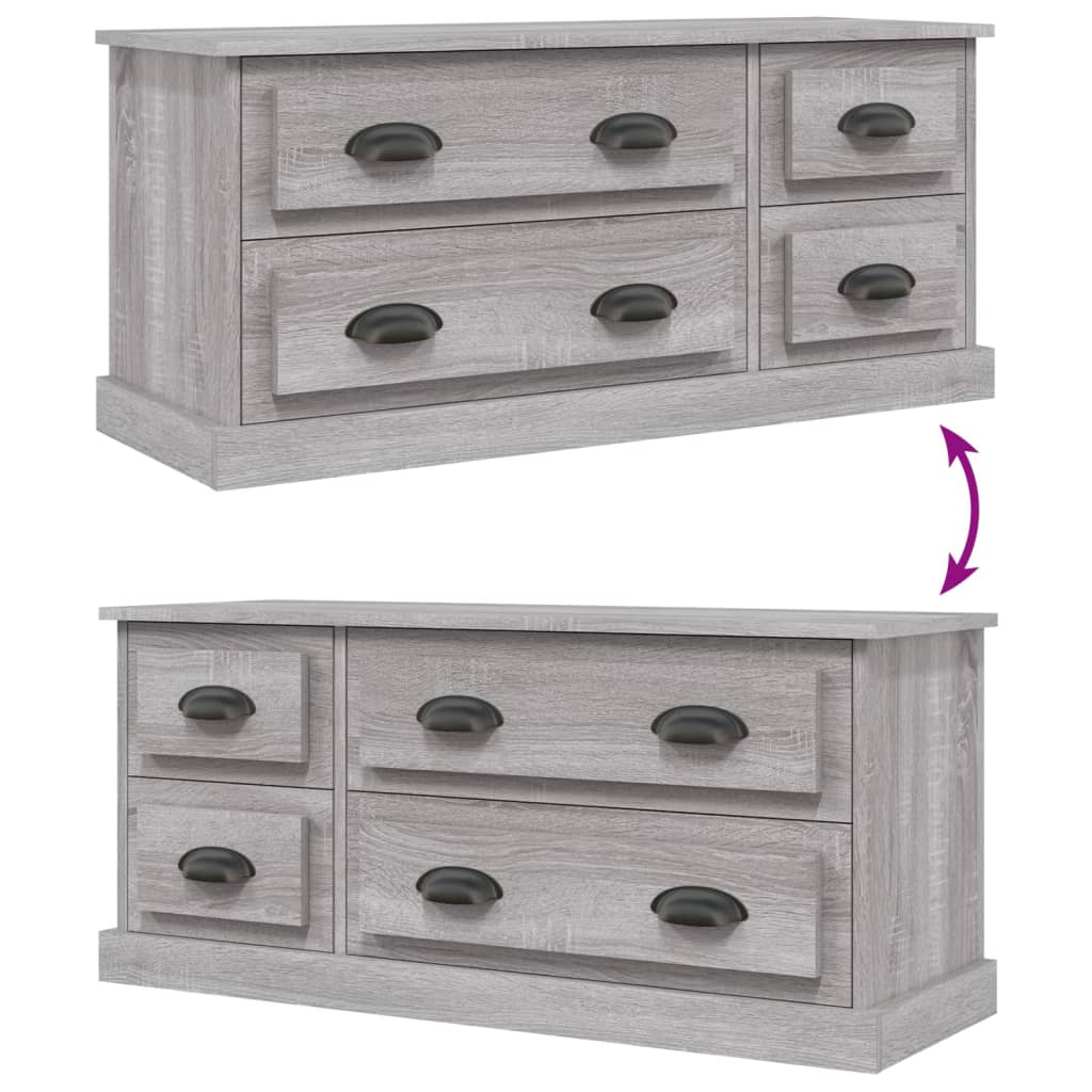Meuble TV Gris Effet Bois - 100 cm-Mon Meuble TV-Blanc-1-8