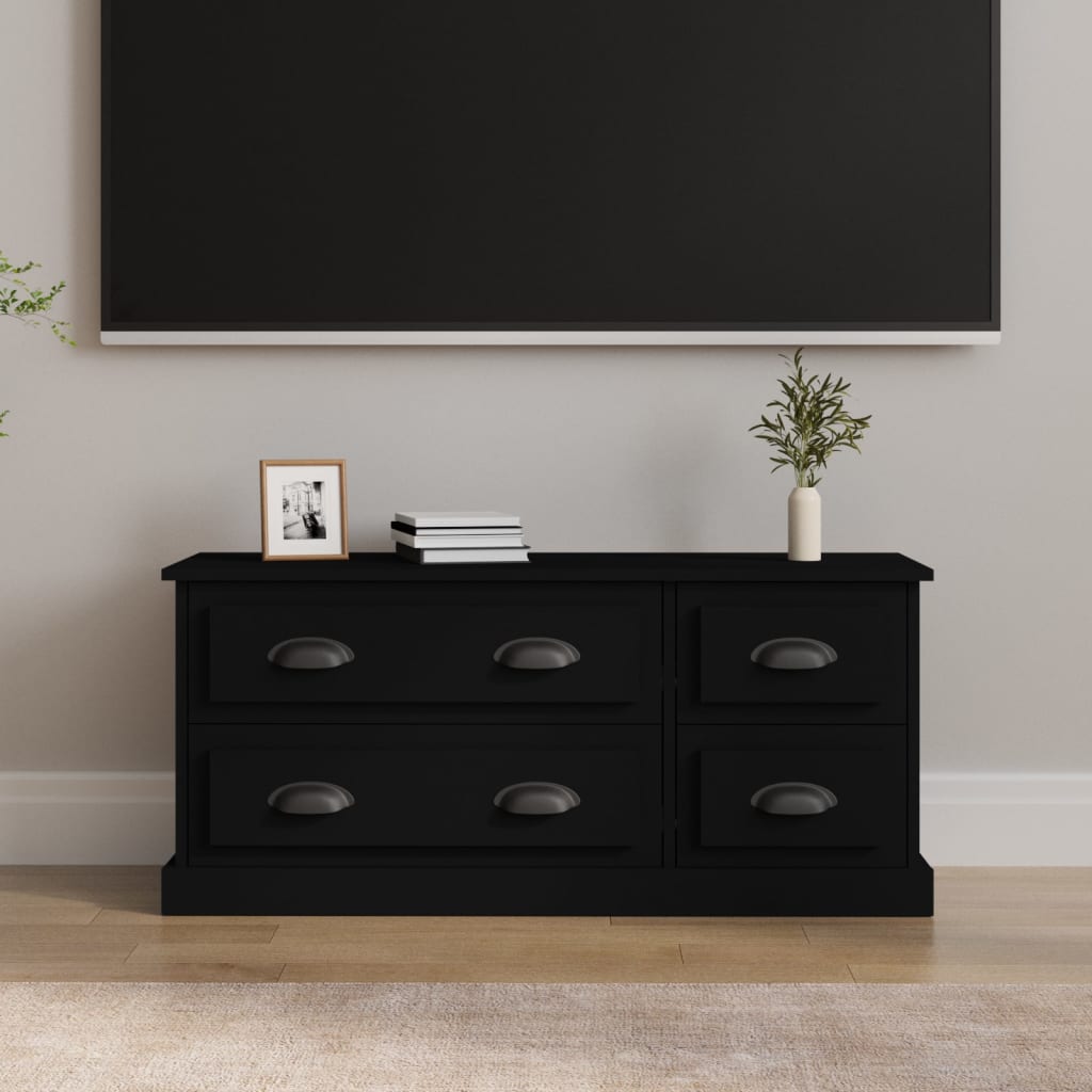 Meuble TV Gris Effet Bois - 100 cm-Mon Meuble TV-Noir-1-15