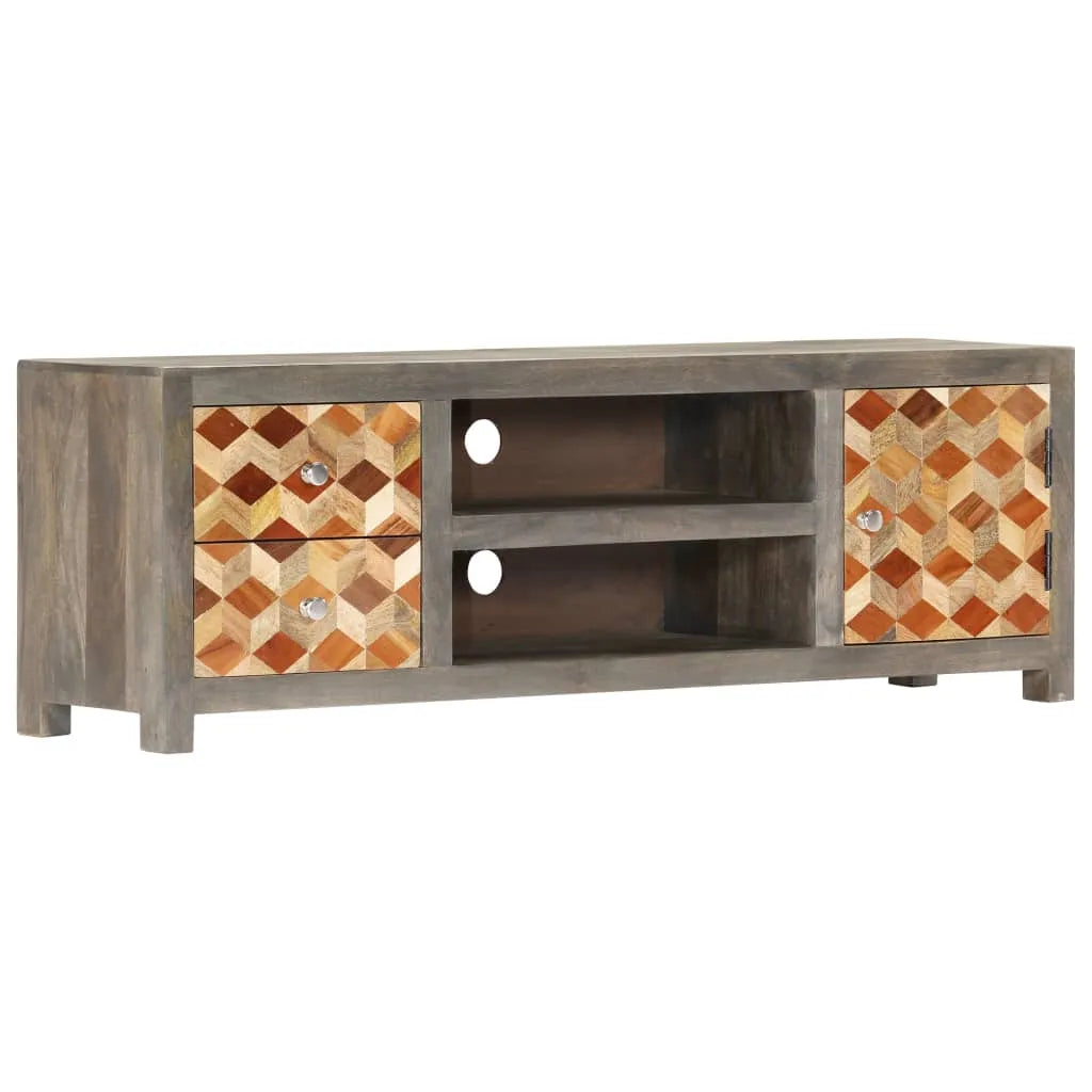 Meuble TV Gris en Bois Massif de Manguier - 120 cm-Mon Meuble TV-1