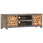 Meuble TV Gris en Bois Massif de Manguier - 120 cm-Mon Meuble TV-11