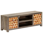 Meuble TV Gris en Bois Massif de Manguier - 120 cm-Mon Meuble TV-12
