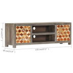 Meuble TV Gris en Bois Massif de Manguier - 120 cm-Mon Meuble TV-8