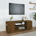 Meuble TV Gris en Pin Massif - 110 cm-Mon Meuble TV-marron miel-10