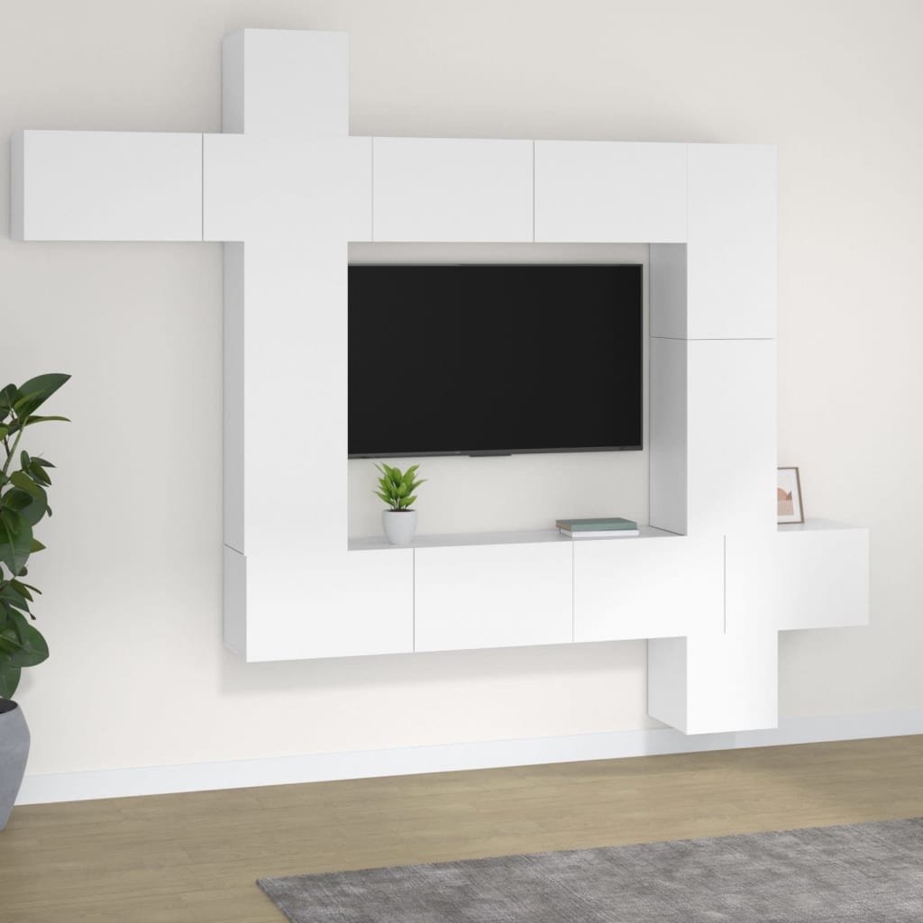 Meuble TV Gris et Blanc Effet Béton - 9 Pièces-Mon Meuble TV-Blanc-1-7