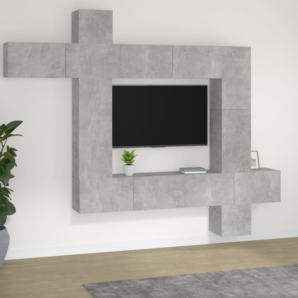 Meuble TV Gris et Blanc Effet Béton - 9 Pièces-Mon Meuble TV-Gris béton-1-1